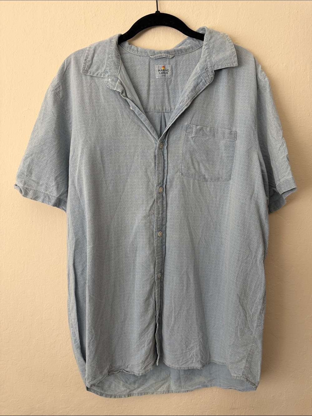 Marine Layer Light Blue Short Sleeve Button-Down Shirt